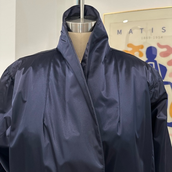 Vintage 80’s Navy Blue Nylon Trench Coat - Picture 6 of 16